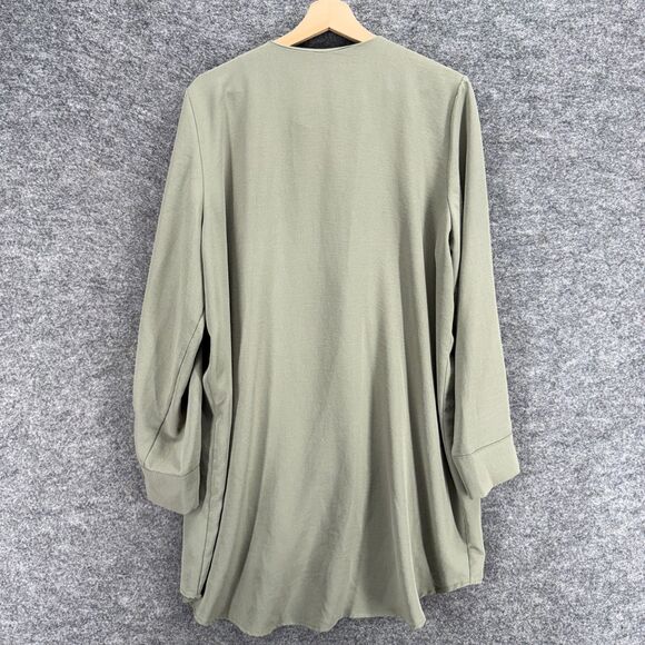 Refka Shirt Women 14 Gray Button Up Crew Neck Long Sleeve Casual Solid Comfort - Picture 2 of 7